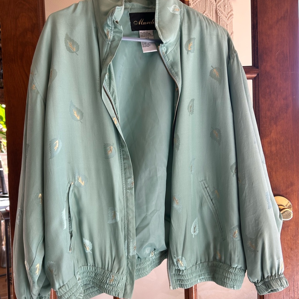 Women's vintage 100% silk fall jacket